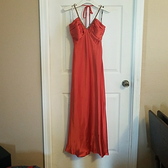 david's bridal burnt orange dress
